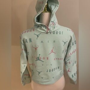 Air Jordan Hoodie Teal Pink Crop Top Girls Size L (12-13)